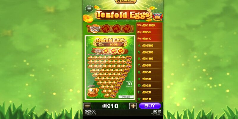 Giao diện chính của trò chơi Tenfold Eggs mà người chơi cần nắm